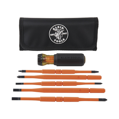 Juego de Desarmadores Intercambiables con Aislamiento 1000V / 8 Puntas / Mango Ergonómico / Estuche Enrollable