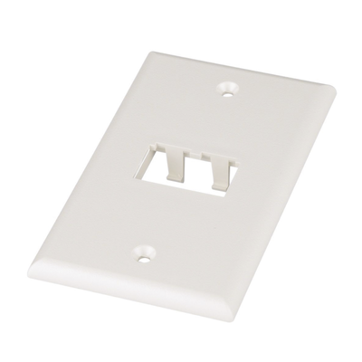 Placa de Pared Vertical / 2 Puertos Mini-Com / 69.8 x 114.3 mm / 2.75 x 4.5 pulg. / Blanco Mate / ABS