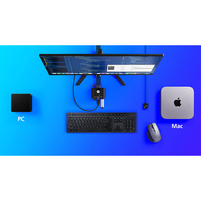 Switch KVM / 2 Puertos / HDMI FHD / USB / Cable 1.2 m (3.9 ft) / 1920x1080 @ 60Hz / HDCP 1.4