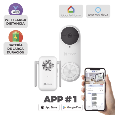 Videoportero Wi-Fi / 3 Megapixel / Ángulo 176° / Batería 5200 mAh / IP65 / Detección PIR 5 m (16.4 ft) / Audio Bidireccional