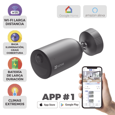 Cámara Bala IP / 2K 3 Megapixel / Batería Recargable 7800 mAh / Visión Nocturna Color 15 m (49.2 ft) / Wi-Fi 2.4 GHz / IP66