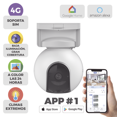 Cámara IP 4G / 3 Megapixel / Batería 10400 mAh / Visión Nocturna Color 15 m (49.2 ft) / Audio 100 dB / Exterior