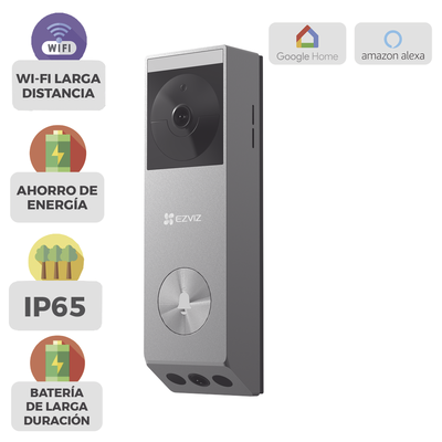 Videoportero IP de Batería / Dual Cámara 3 MP + 2 MP / Panel Solar 1.2W / IR 6 m (19.7 ft) / IP65 / Audio Bidireccional / Wi-Fi