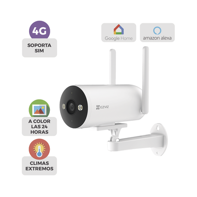 Cámara Bala IP / 3 Megapixel (2K) / 4G LTE / Visión Nocturna a Color 0.01 lux / Defensa Activa con Sirena y Luz Estroboscópica / Audio Bidireccional / IP67 / IR 30 m (98.4 ft)