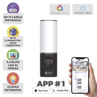 Cámara IP Bala / 4 Megapixel / Wi-Fi 2.4 GHz / Luz Blanca 700 lúmenes / IR 10 m (32.8 ft) / Audio Bidireccional / IP67