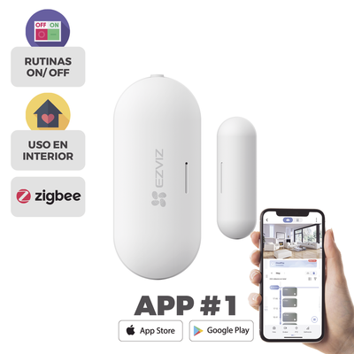 Sensor de Contacto Magnético Inalámbrico / Zigbee / Separación de Alarma 25 mm ± 5 mm / Autonomía 3 Años / Uso Interior / 53.5 x 22.5 x 13.5 mm