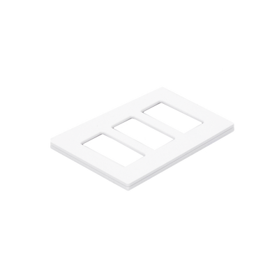 Placa de Pared Decorativa / 3 Espacios / Sin Tornillos Visibles / Perfil Sobredimensionado 7.6 mm / Acabado Blanco Brillante