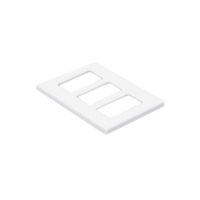 Placa de Pared Decorativa / 3 Espacios / Sin Tornillos Visibles / Perfil Sobredimensionado 7.6 mm / Acabado Blanco Brillante