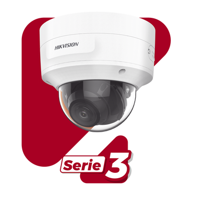 Domo IP / 4 Megapixel / Lente Mot. 2.7 a 13.5 mm / IR EXIR 40 m (131.2 ft) / IP66 / IK10 / DarkFighter / Audio y Alarma I/O / PoE+ / Micro SD / 4 Analíticos IA