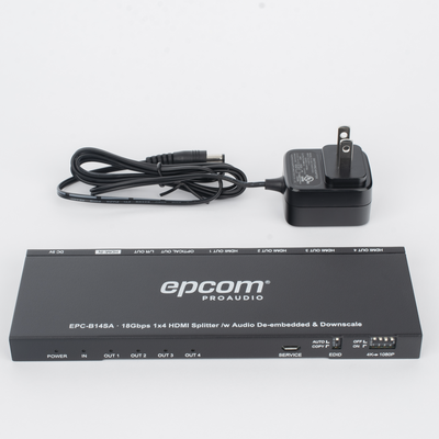 Splitter HDMI / 1x4 Salidas Simultáneas / 4K@60Hz 4:4:4 / HDMI 2.0b / Extractor de Audio Óptico y Analógico / Down Scaler 4K a 1080p / HDCP 2.2 / 18 Gbps