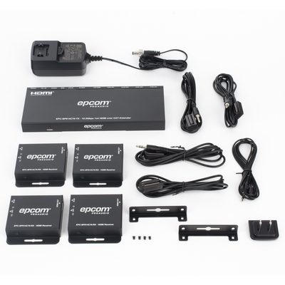 Splitter HDMI 1x4 / 4K@30Hz 4:4:4 / 1080p@60Hz / Extensión 40 m (131.2 ft) Cat6 / PoC / HDCP 1.4