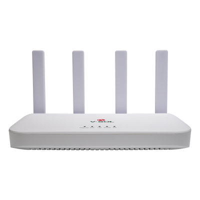ONU XGSPON / Wi-Fi 6 / 1 Puerto RJ45 2.5 Gbps / 3 Puertos RJ45 1 Gbps / 1 FXS / 1 Puerto USB / 4 Antenas 5 dBi / 0.8 x 0.43 x 0.12 pies