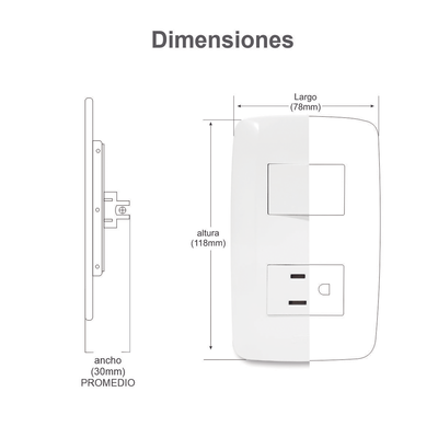 Apagador Triple / 127 V / 60 Hz / 10 A / Blanco / 11.8 x 7.8 x 3 cm