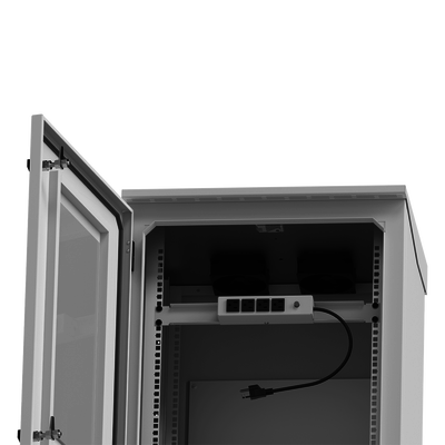 Gabinete Exterior IP / Rack 19" 16U / Acero Galvanizado / Ventilador con Termostato / Filtros Antipolvo / Aislante Térmico / Cerradura con Llave