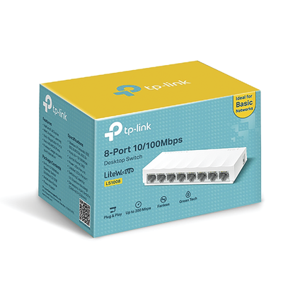 Switch no administrado / 8 puertos 10/100Mbps / Fanless / 4.9 x 1.9 x 0.9 in