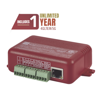 Comunicador Dual para Panel de Incendio / 4G LTE-M + Ethernet / 4 Entradas Contact-ID / 2 Salidas de Voltaje / UL 864 / CSFM 7300