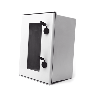 Gabinete de Poliéster IP65 / Puerta Transparente / 300 x 400 x 200 mm / Placa Trasera Incluida / Carga Máxima 30 kg