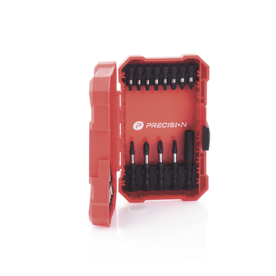 Juego de Puntas y Brocas / 18 Piezas / Entrada Hexagonal 1/4" / PH, Torx, Cuadradas / Brocas 2-6 mm / Estuche Organizador