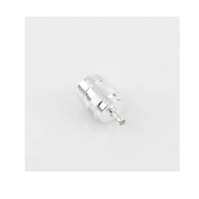 Conector Coaxial N Hembra / Anillo Plegable / Cables LP-195, LP-142, RG-142/U, LMR-195 / Cuerpo Bronce Niquelado / Contacto Oro / Aislante Teflón