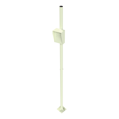 Montaje para piso / Tubo calibre 18 de 2" / Altura 2.5 m (8.2 ft) / Gabinete 156 x 249 x 121 mm