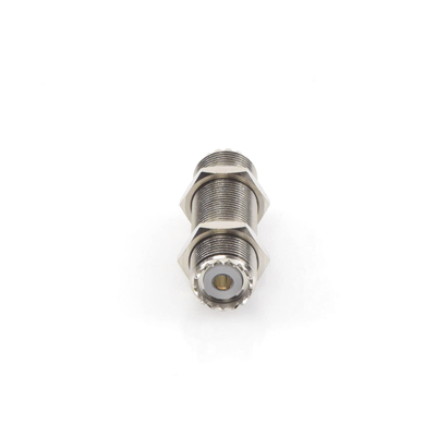 Adaptador Pasamuros / Doble UHF Hembra SO-239 / Montaje Chasis / Cuerpo Niquelado / Contacto Plateado