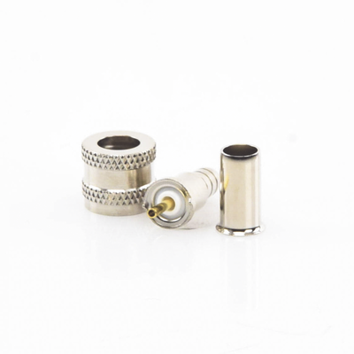 Conector Mini UHF Macho / 50 Ohm / Anillo Plegable / RG-58/U, RG-142/U / Níquel, Oro, Delrin