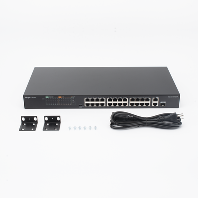 Switch PoE+ No Administrable / 24 Puertos 10/100 PoE+ / 2 Uplinks Gigabit / 370W PoE / 8.8 Gbps / 1.44 ft x 0.70 ft x 0.14 ft