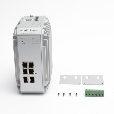 Switch Industrial PoE / 4 Puertos Gigabit 802.3af/at / 2 Puertos SFP / Administrable Cloud / Grado Industrial / Protección contra Descargas