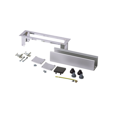 Caja de Escritorio para Módulos / Capacidad 4 Módulos K45 / Aluminio Anodizado / Salida Posterior de Cables / 54×225×54 mm