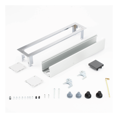 Caja de Escritorio para Módulos / Capacidad 4 Módulos K45 / Aluminio Anodizado / Salida Posterior de Cables / 54×225×54 mm