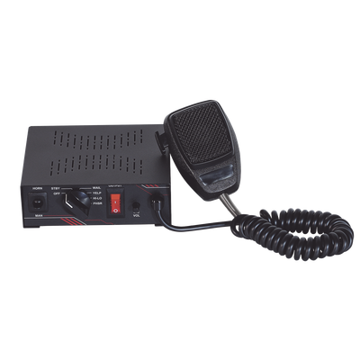 Sirena Vehicular / 100 W / Multivoltaje 12~24 VCD / 6 Tonos Clásicos / Micrófono Integrado / Certificación SAE J1849