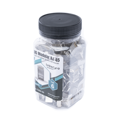 Plug Modular RJ45 / Cat6 Blindado / Pin de Tierra / Chapado Oro 30 Micras / 23 AWG / 100 Piezas