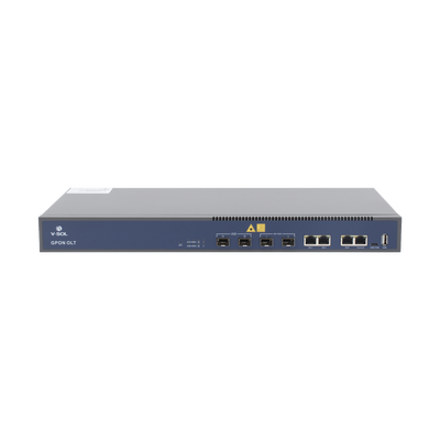 OLT GPON / 2 Puertos PON / 4 Puertos Uplink / Hasta 256 ONUs / Alcance 20 km / Montaje en Rack