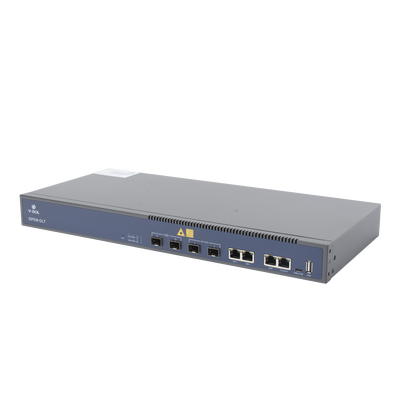 OLT GPON / 2 Puertos PON / 4 Puertos Uplink / Hasta 256 ONUs / Alcance 20 km / Montaje en Rack