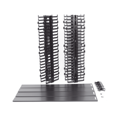 Organizador de Cable Vertical / 45 Espacios de Rack / 6.9 pies de Alto / 131 Cables CAT6 / Frontal Sencillo / ABS Negro