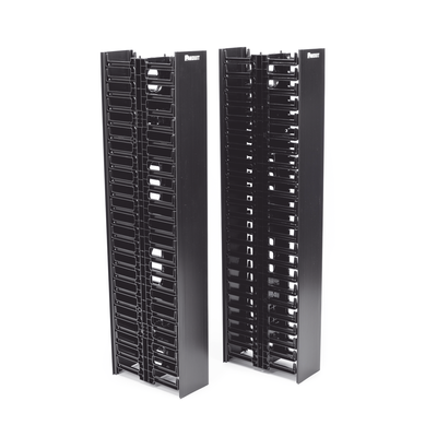 Organizador de Cable Vertical / 45 Espacios de Rack / 6.9 pies de Alto / 131 Cables CAT6 / Frontal Sencillo / ABS Negro