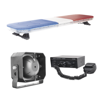 Kit de Señalización para Seguridad Pública / Barra LED 88 Luces Hyperlux / Sirena 100W 6 Tonos / Bocina 100W 8 Ohms / IP65 / 13 Patrones de Destello