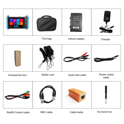 Tester de Video Profesional / Pantalla Táctil IPS 7" / 4K/8K H.265 / IP/HD/Analógico / TVI/CVI/AHD/CVBS / PoE 24W / TDR / HDMI 1080p / Autonomía 10 h