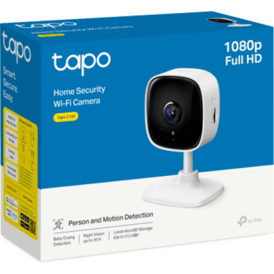 Cámara IP Wi-Fi / 1080p Full HD / Visión Nocturna IR 9 m (29.5 ft) / Ángulo de Visión 105° / Audio Bidireccional / MicroSD 128 GB