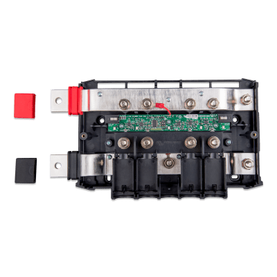 Barra de Distribución DC Modular / 4 Fusibles Mega / Indicadores LED / Sistema Lynx M10 / Monitoreo Individual