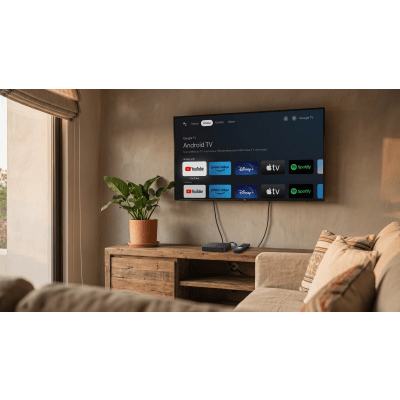Decodificador Android TV / 4Kp60 HDR / Wi-Fi Dual Banda / Bluetooth 5.0 / HDMI 2.1 / 2 GB RAM 16 GB Almacenamiento