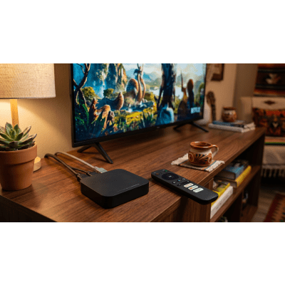 Decodificador Android TV / 4Kp60 HDR / Wi-Fi Dual Banda / Bluetooth 5.0 / HDMI 2.1 / 2 GB RAM 16 GB Almacenamiento