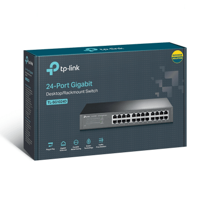 Switch Gigabit no administrable / 24 puertos 10/100/1000 Mbps / 35.7 Mpps / Escritorio o rack