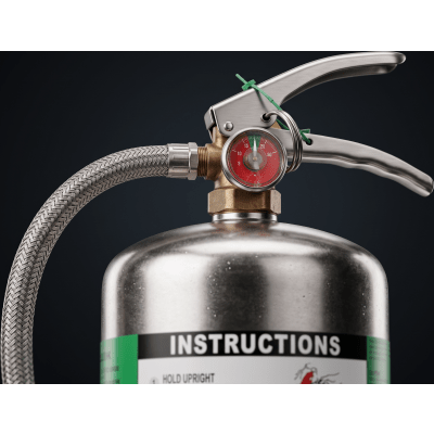 Extintor de Agente Químico Líquido / Especializado Fuegos Clase K / Capacidad 6 L (1.6 gal) / UL / ULC / Acero Inoxidable y Latón