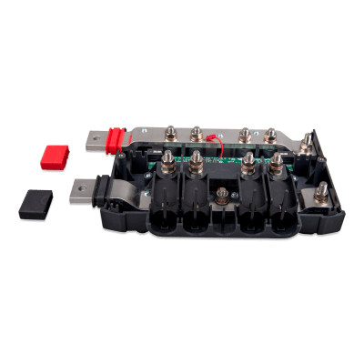 Barra de Distribución DC Modular / 4 Fusibles Mega / Indicadores LED / Sistema Lynx M10 / Monitoreo Individual
