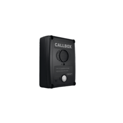 Callbox Inalámbrico UHF / 450-470 MHz / Gabinete de Policarbonato Resistente / PTT Antivandálico / Grabación de Mensajes / Uso en Exteriores