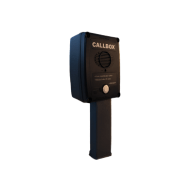 Callbox Inalámbrico UHF / 450-470 MHz / Gabinete de Policarbonato Resistente / PTT Antivandálico / Grabación de Mensajes / Uso en Exteriores