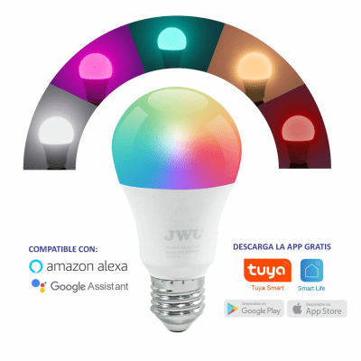 Foco LED Smart / 10W / 850 lm / RGB y Blanco Ajustable 2700K-6500K / Wi-Fi 2.4 GHz / Base E27 / IP20