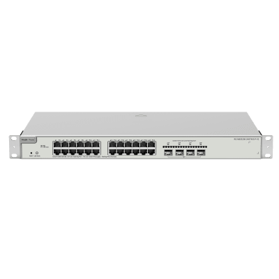Switch Administrable PoE+ / 24 Puertos Gigabit / 4 SFP+ 10 Gb / Capacidad 128 Gbps / 370 W PoE / Gestión Cloud