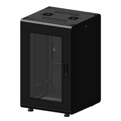 Gabinete Rack 19 Pulgadas / 18U / Piso / Puerta Cristal Templado / Acero Cal. 16-18-20 / 750 kg (1653.5 lb) / 60x93x46 cm (23.6x36.6x18.1 in)